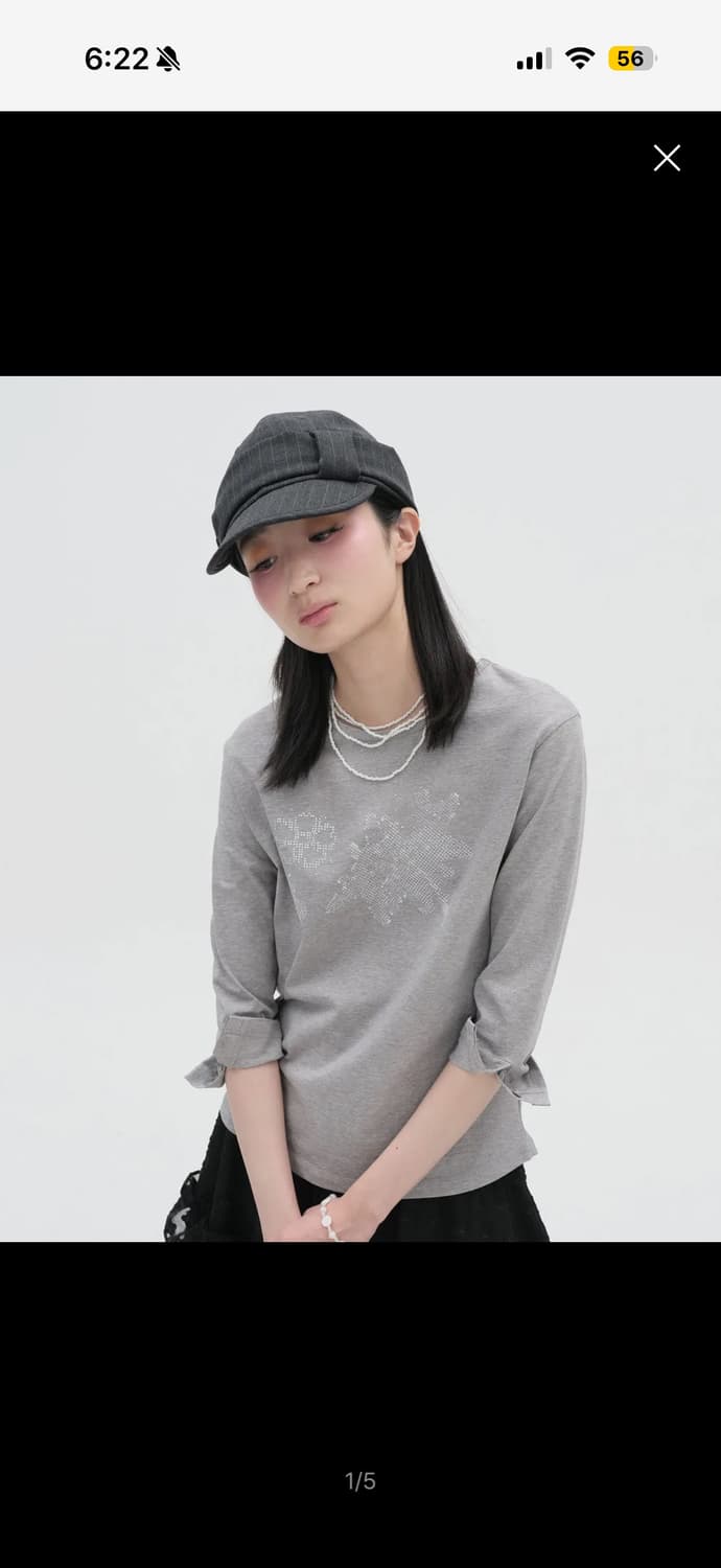 타입서비스 웹 버튼 커브드 티 7부티 그레이 상품이미지1