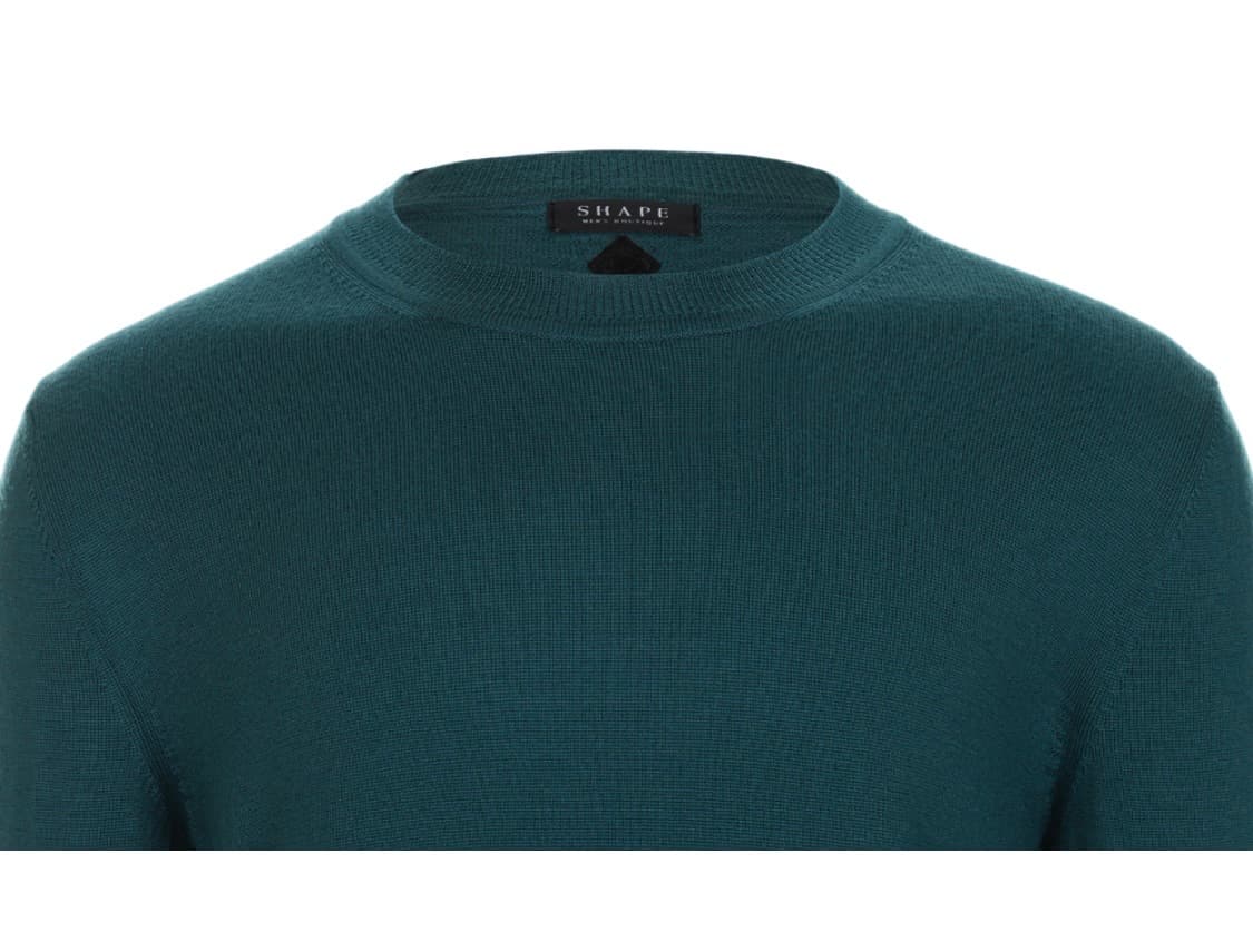 쉐입부티크 Premium WOOL Crew neck knit 블루그린 새 상품이미지4