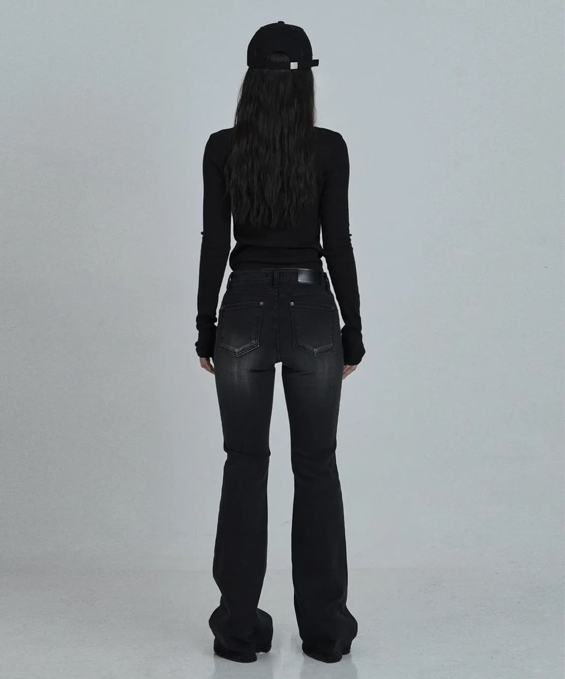 오도오 빈티지 로우 진 블랙 상품이미지2