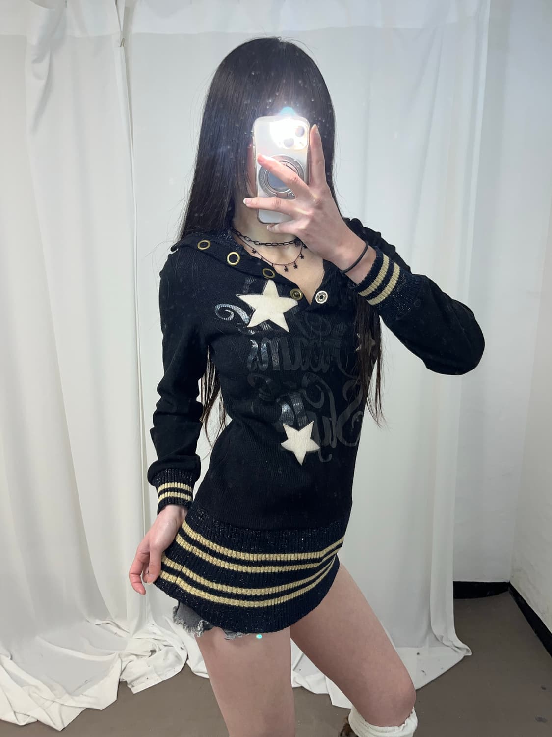 P2K 스타 패턴 블랙 니트  상품이미지6