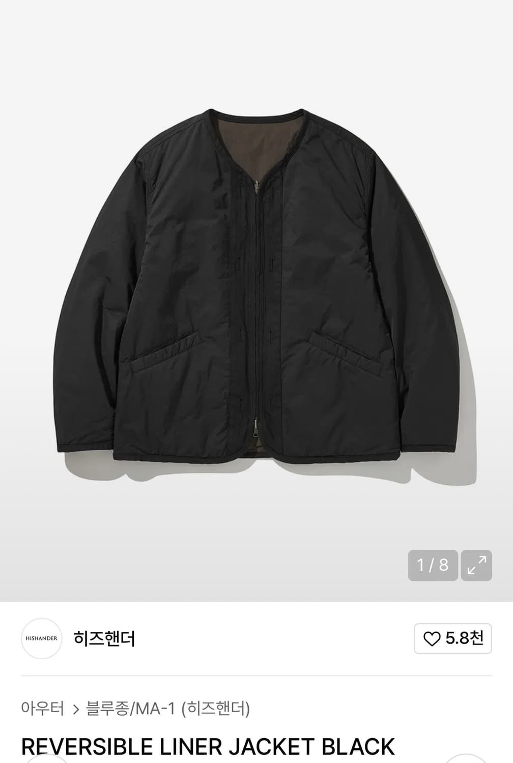 히즈핸더 라이너 자켓 블랙차콜 상품이미지1