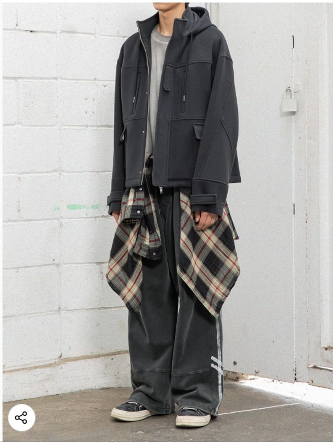 비긴202 스탠드 카라 후디 점퍼 [차콜] 2사이즈 판매 상품이미지2