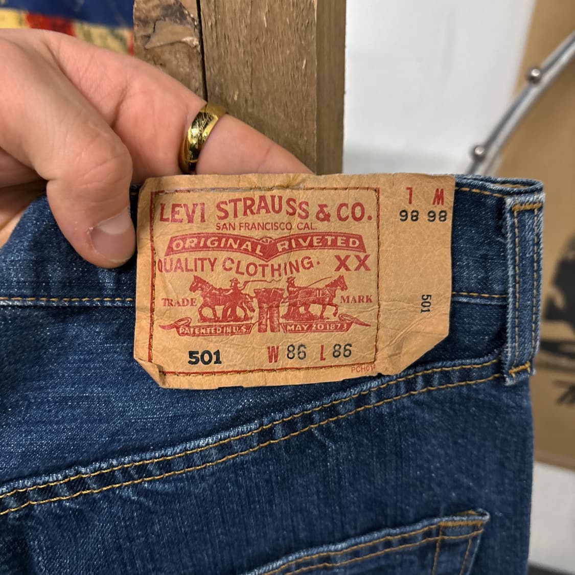 빈티지 리바이스 501 헤비 위스커링 샌드워싱 데님팬츠 N567 상품이미지9
