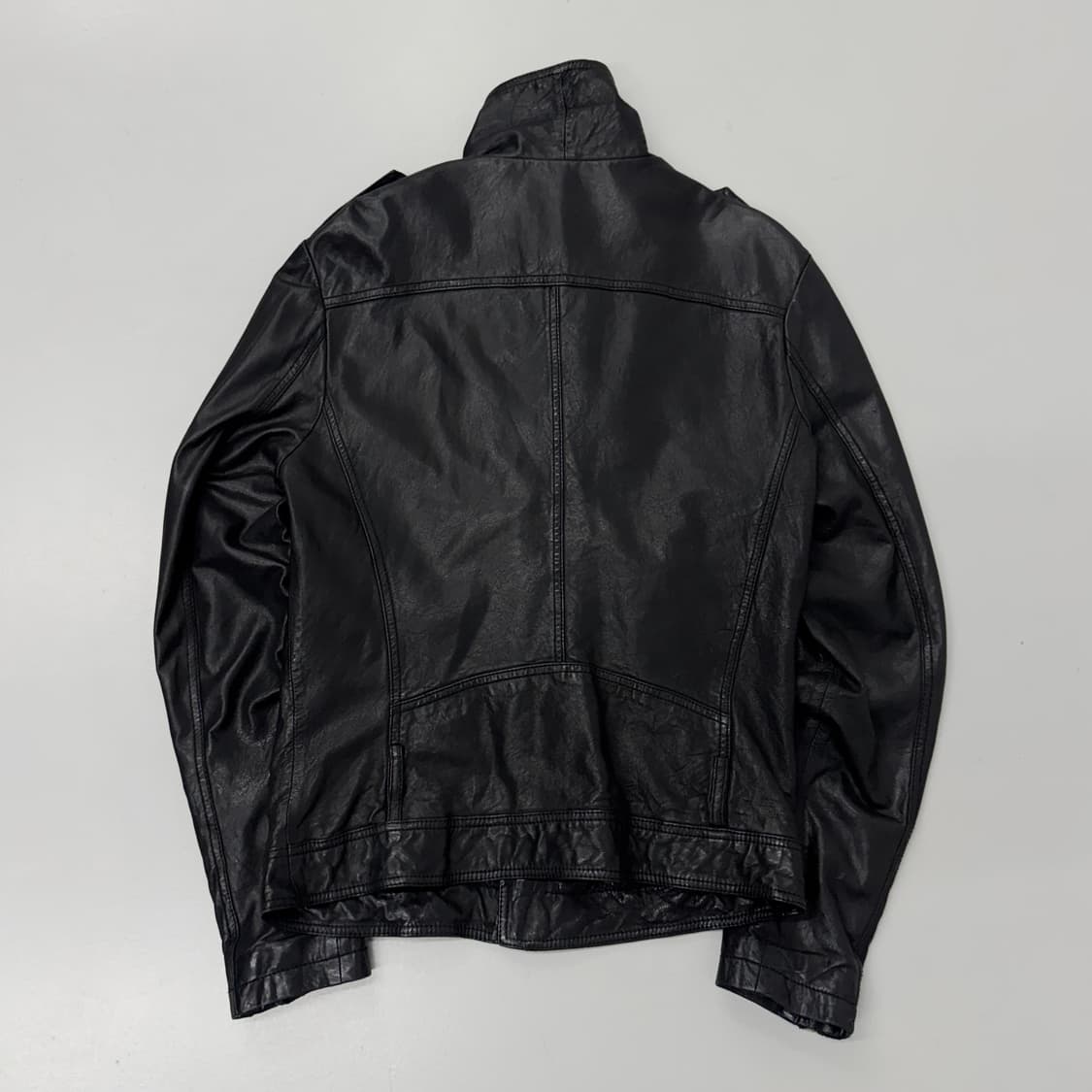 바이커 리얼레더 양가죽 사선 라이더 가죽자켓 상품이미지3