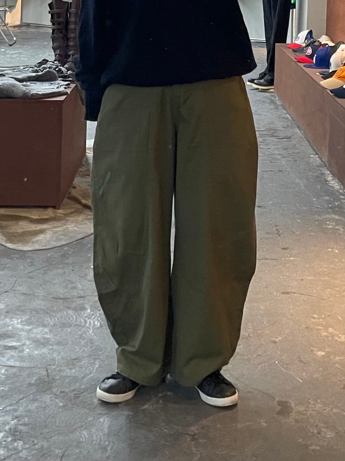 빈티지 올리브 그린 코튼 벌룬핏 팬츠 H658 상품이미지1