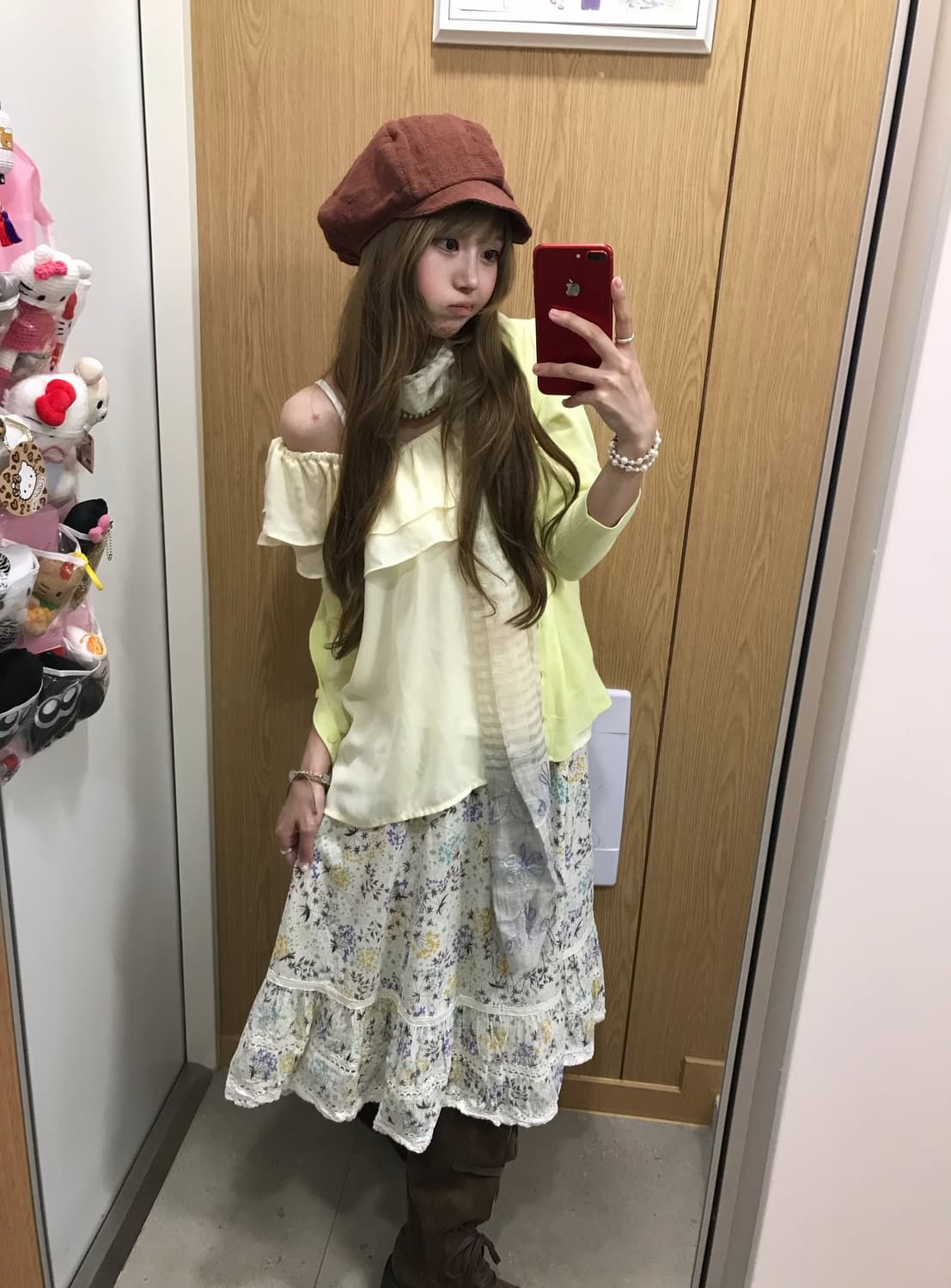 데일리 니혼진 오프숄더 블라우스 잔꽃 컬러칩 코디세트 상품이미지2