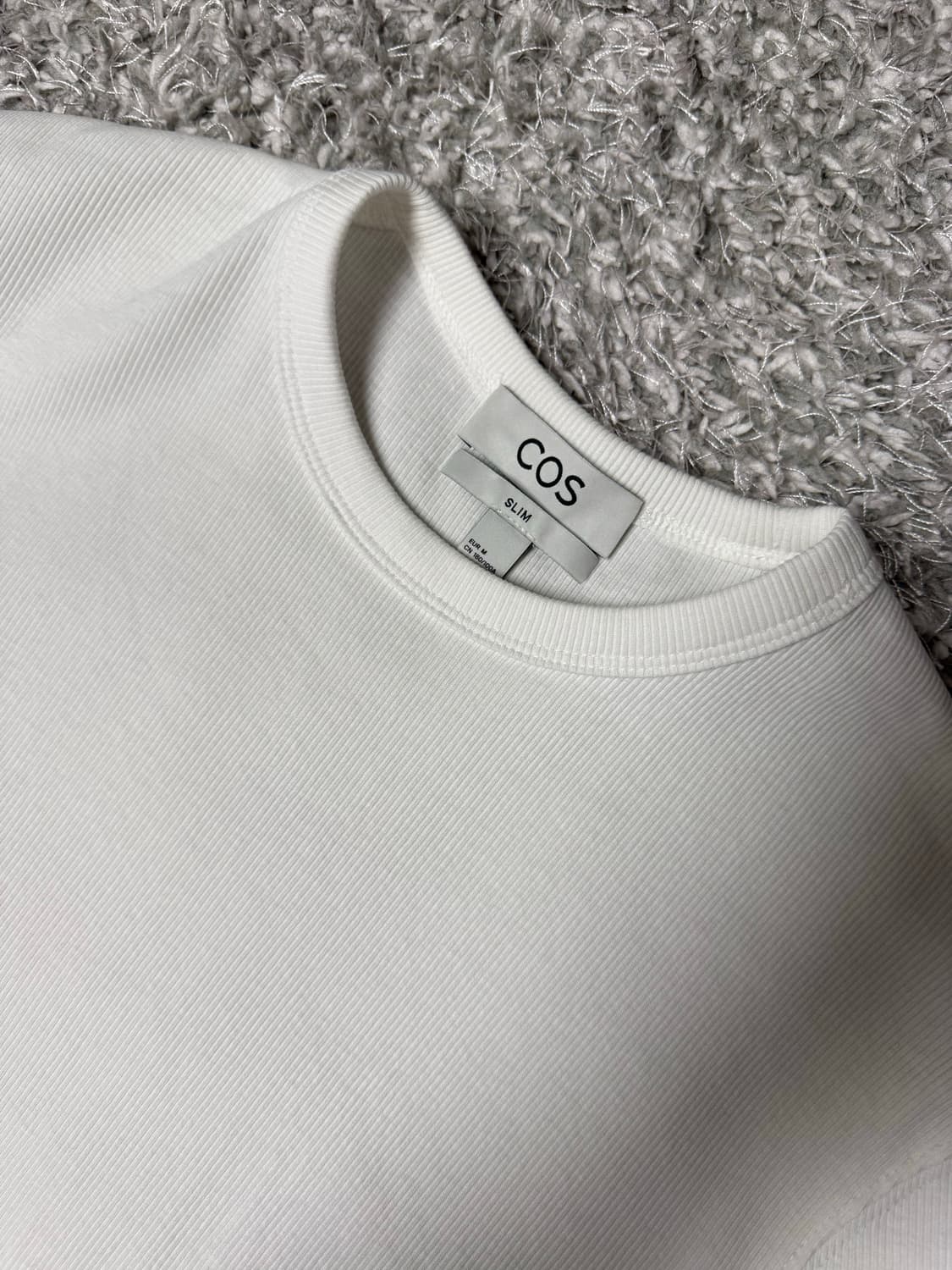 코스 cos 슬림 리브드 티셔츠 화이트 상품이미지3