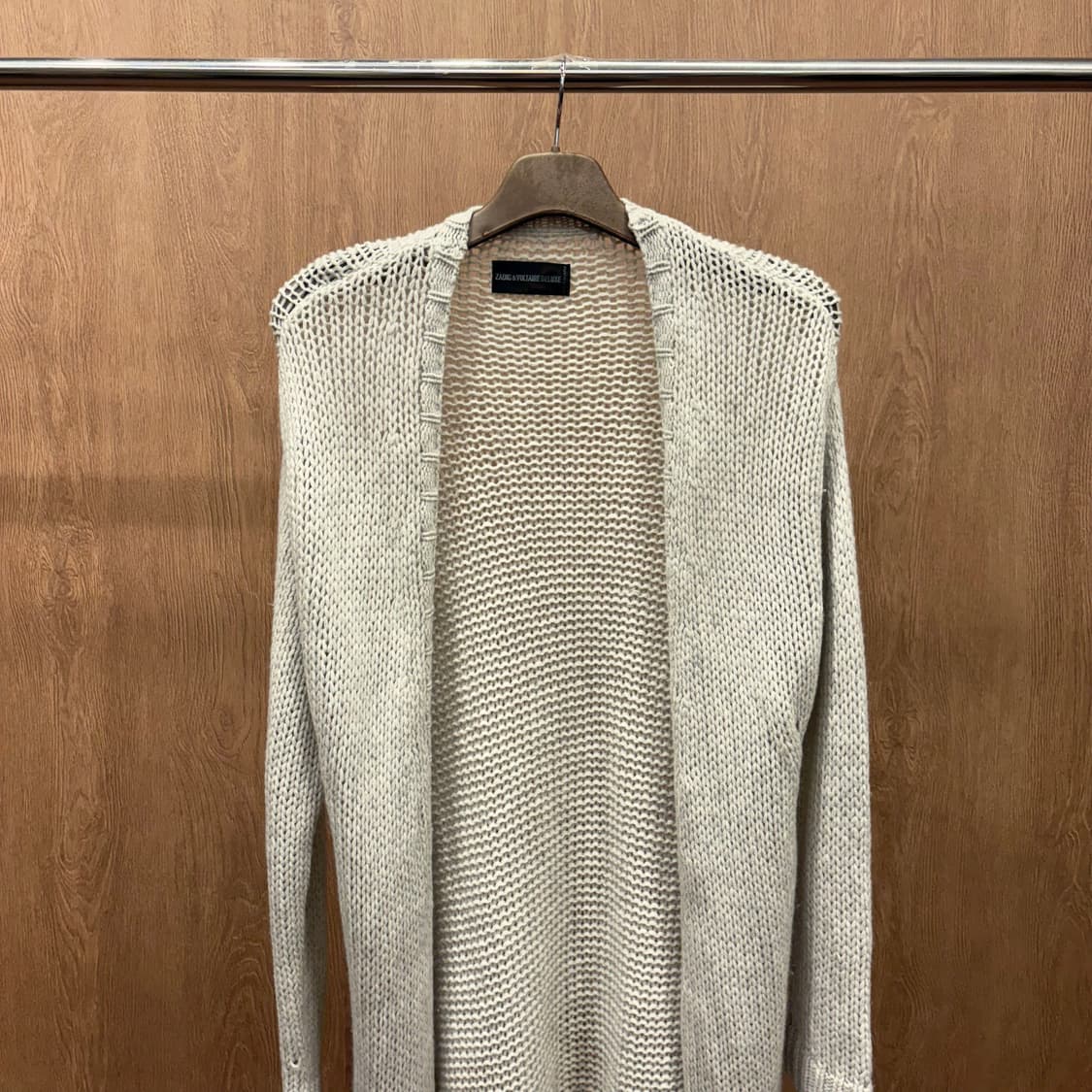 쟈딕 앤 볼테르 긴팔 롱 가디건 오픈 프론트 와플 텍스처 디테일 베이지 상품이미지4