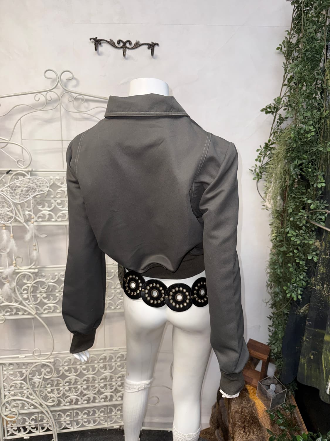 Charcoal y2k crop bomber zipup  상품이미지6