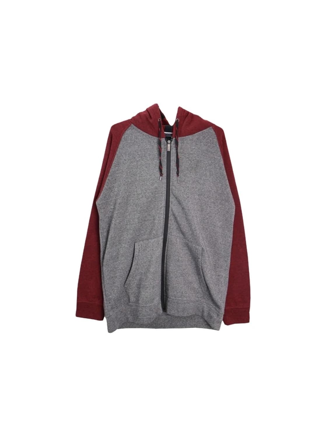 JPN 남색버건디 배색 기모 후드 집업 상품이미지3