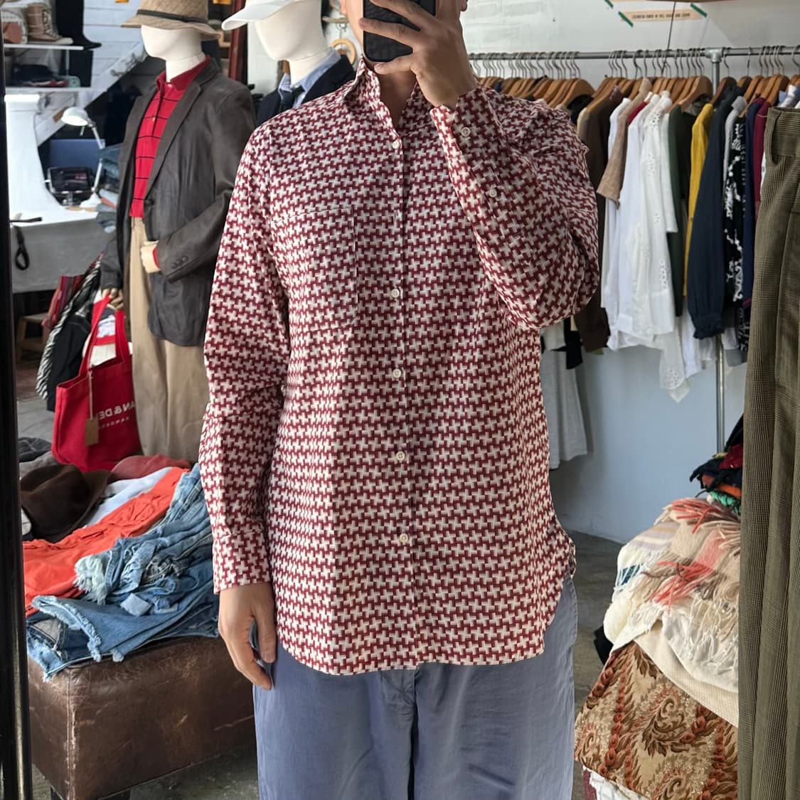 (착용컷) GREEN LABEL RELAXING 패턴 셔츠 (남성용 L) 상품이미지3