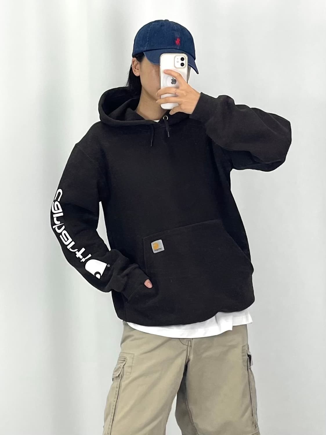 [L]CARHARTT 브라운 후드티셔츠 상품이미지2
