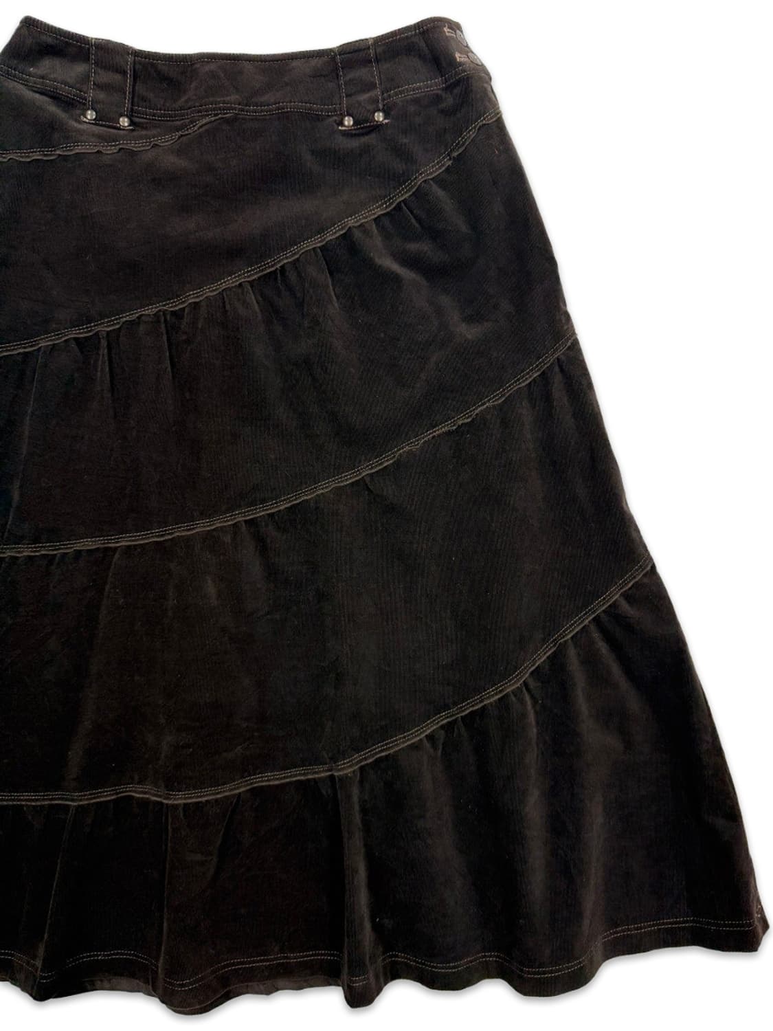 빈티지 Chris montez 브라운 모리 레이스 플레어 미디 스커트 상품이미지3