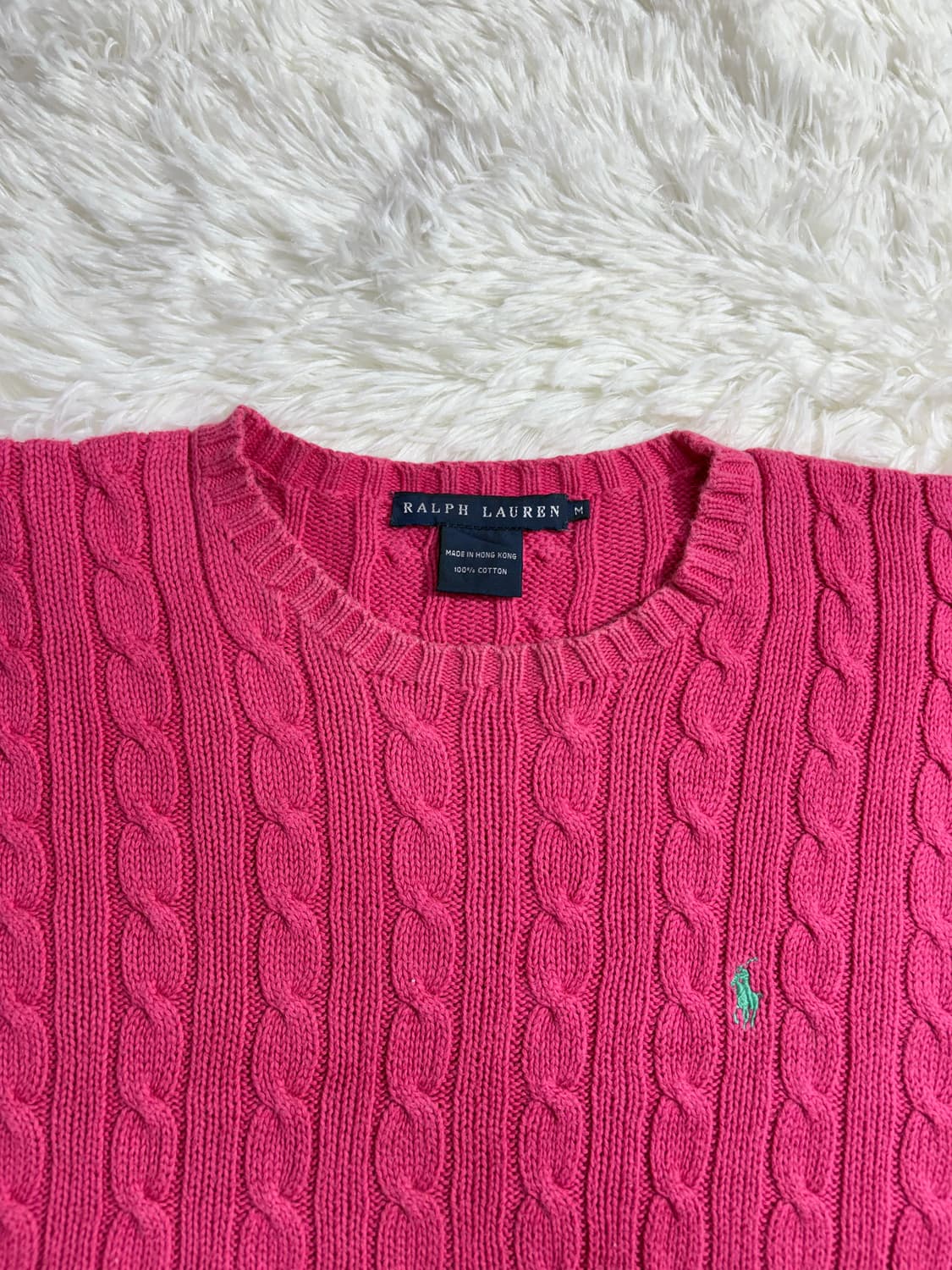 폴로 랄프로렌 핑크 포니 꽈배기 니트  상품이미지5