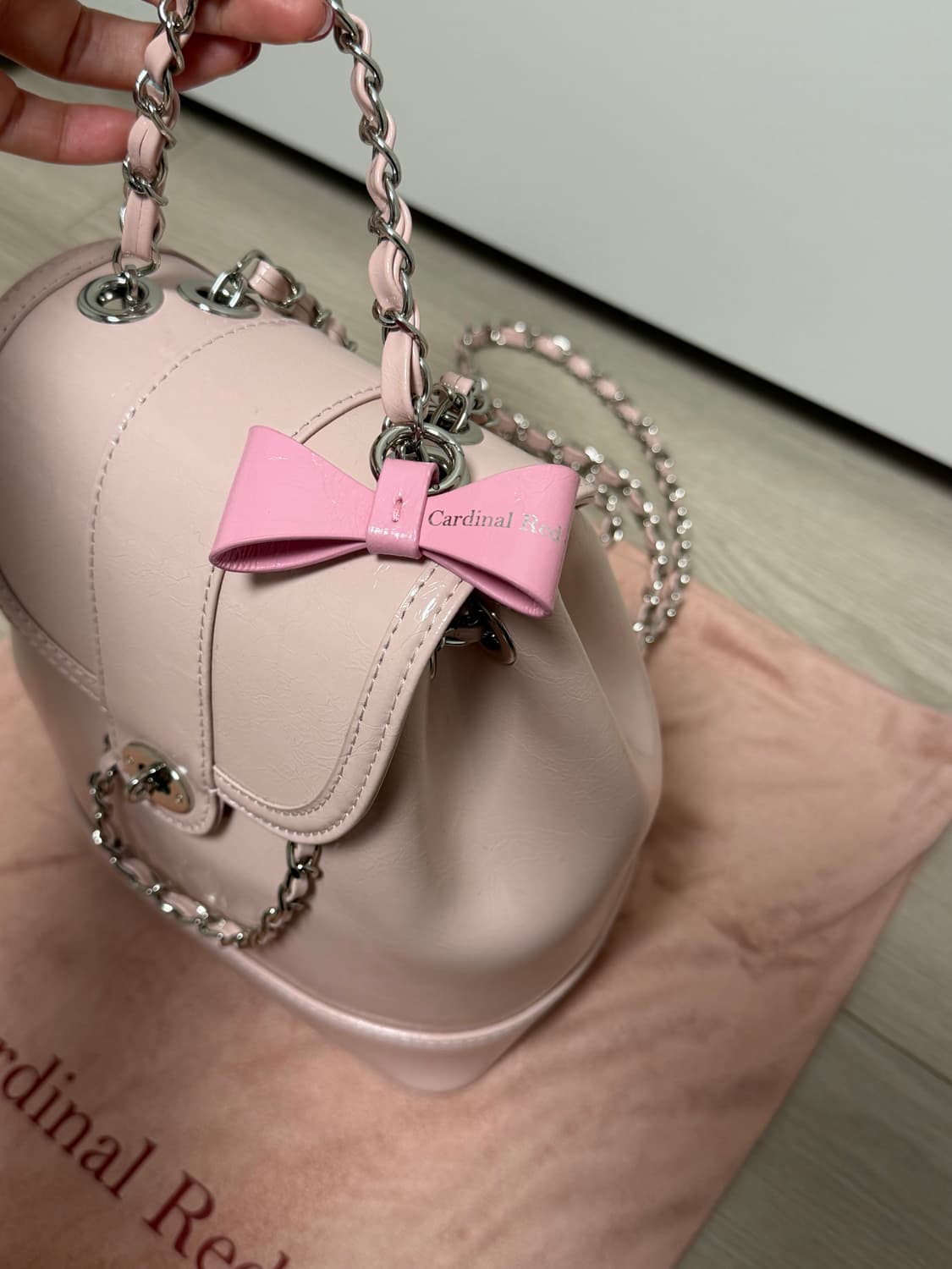 카디널레드 하우아백 뮤트핑크 + 리본백참 상품이미지2