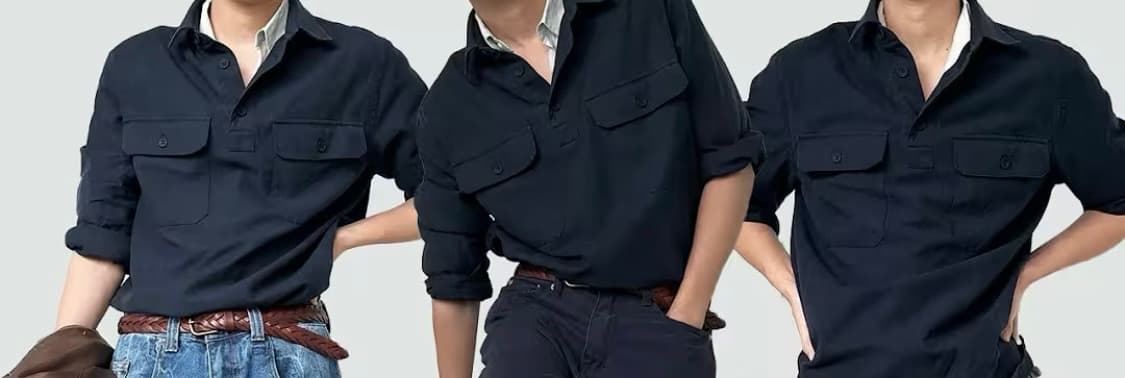 코스 하프플래킷 셔츠 네이비 L 상품이미지2