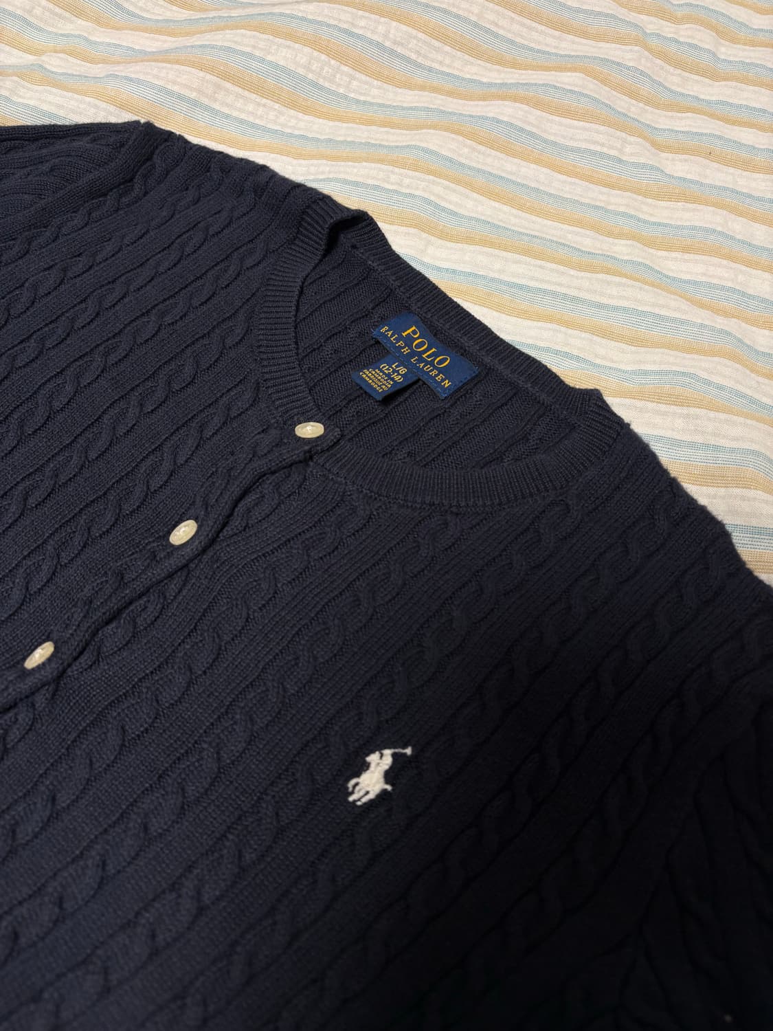Polo Ralph Lauren 여자 주니어 미니케이블 가디건 L 상품이미지3