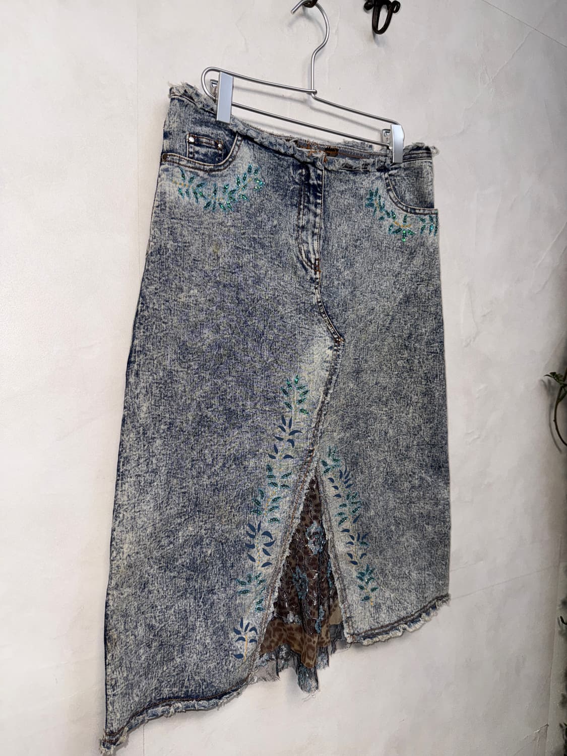 Washing denim fairy leopard lace skirt 상품이미지3