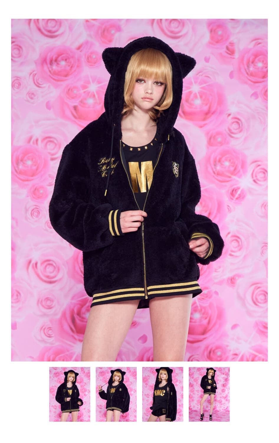 베이비메탈클럽 마시멜로우 키티 퍼 자켓 후드 / 베메클 갸루 오네갸루 상품이미지1