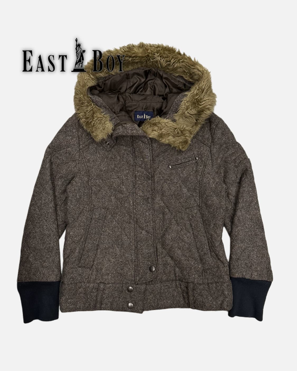 brown hood wool quilting jacket 상품이미지1