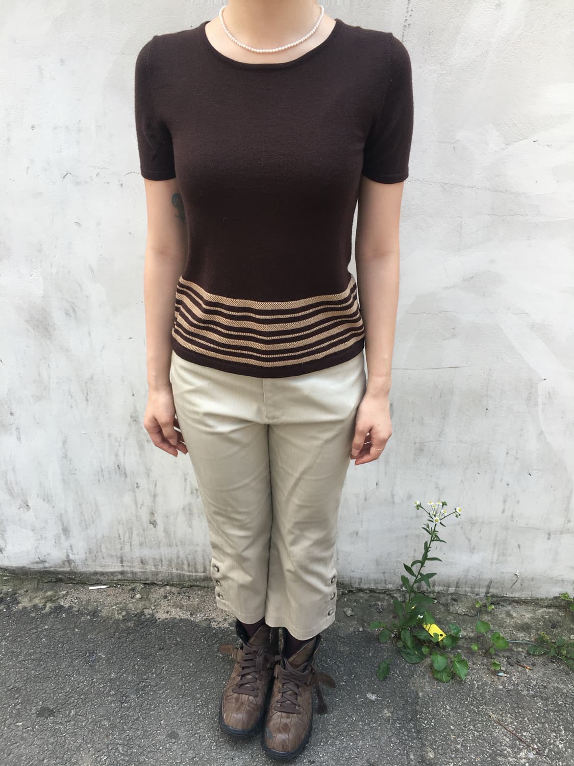 Dangala Brown Knitwear 반팔 니트 상품이미지4