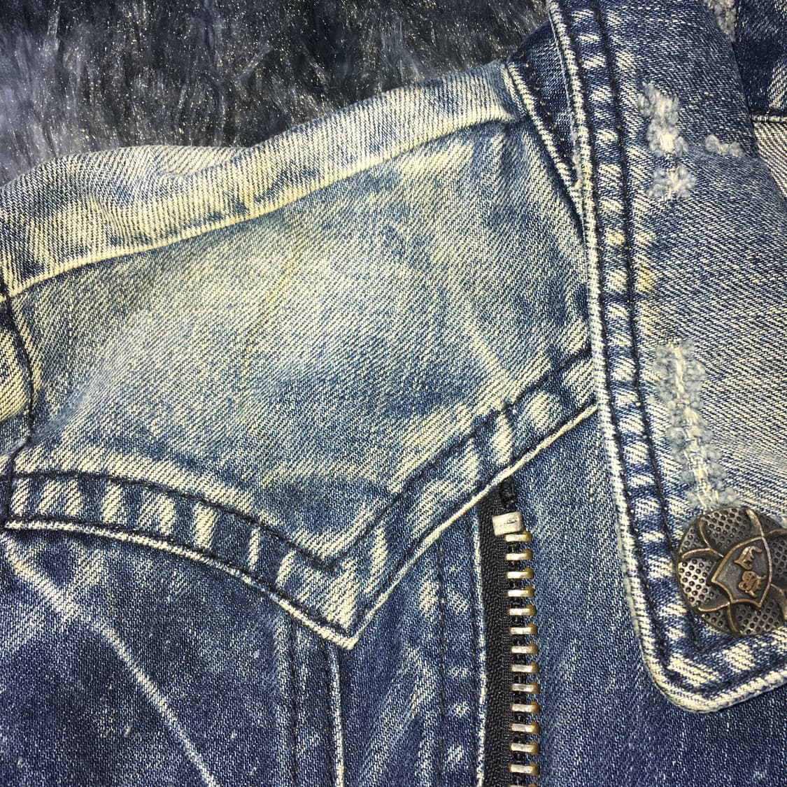 투티/0119 버커루 진스 데미지 워싱 청자켓 y2k  상품이미지8