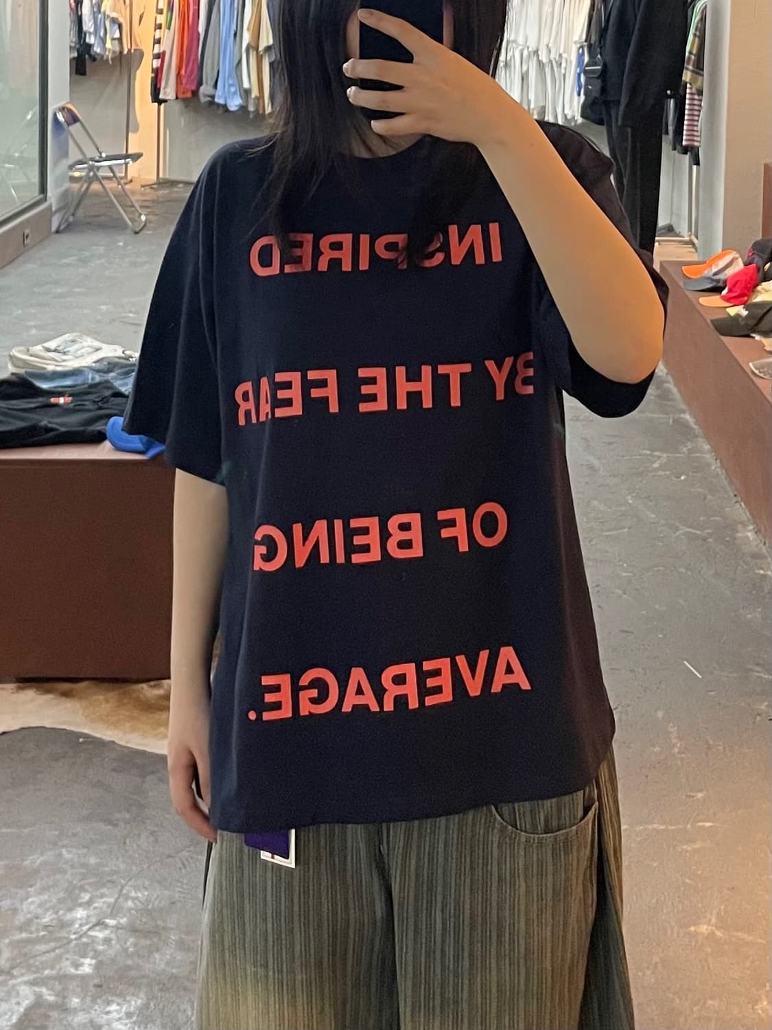 LUIRE 레터링 네이비 반팔 H2799 상품이미지1
