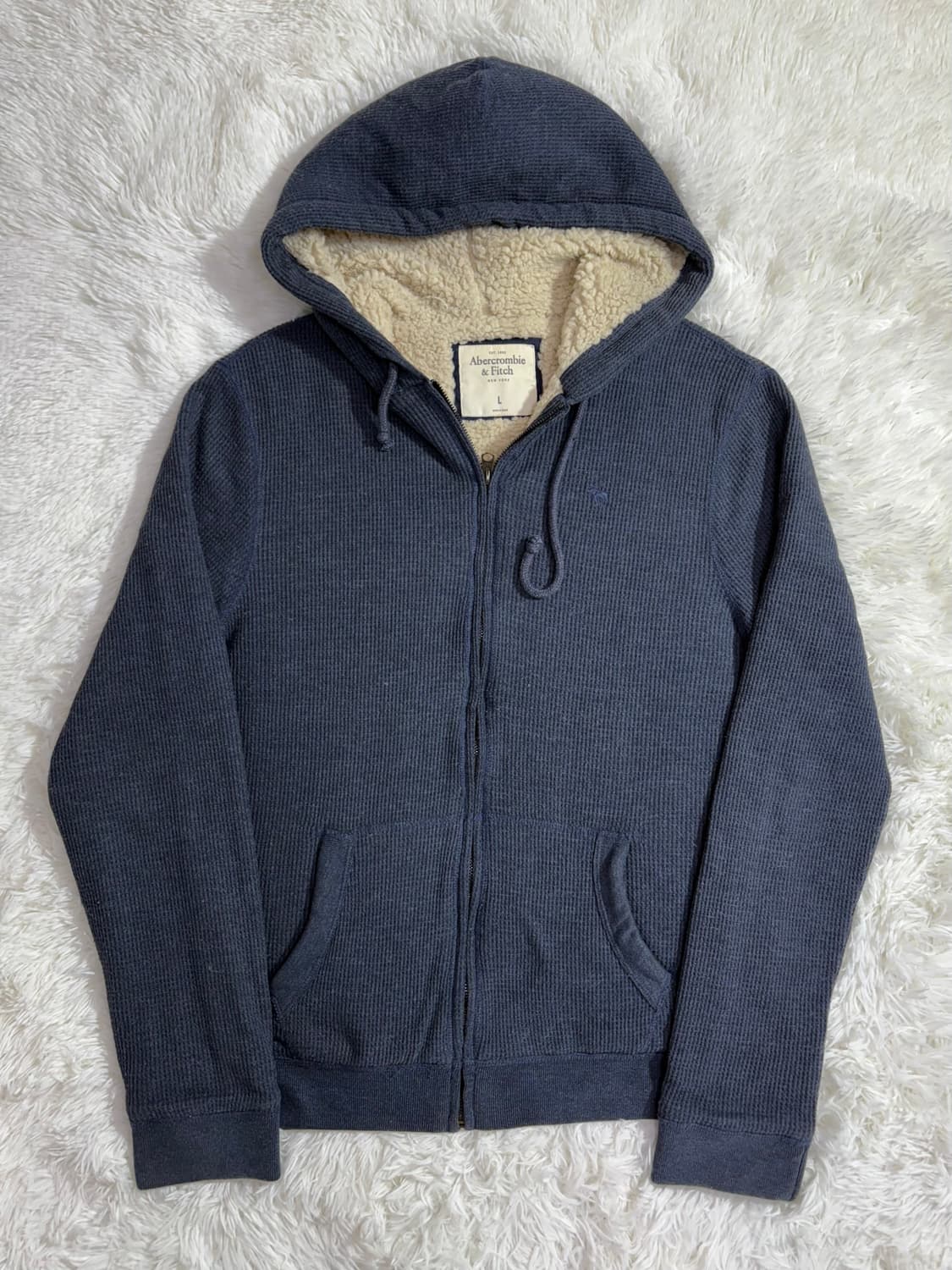 아베크롬비 오버핏 양털 자수로고 니트 후드집업  상품이미지3