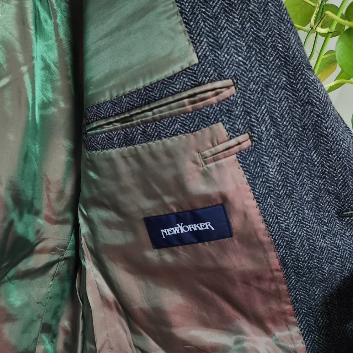 90s Newyorker 울 알파카 헤링본 3 버튼 색 재킷 상품이미지6