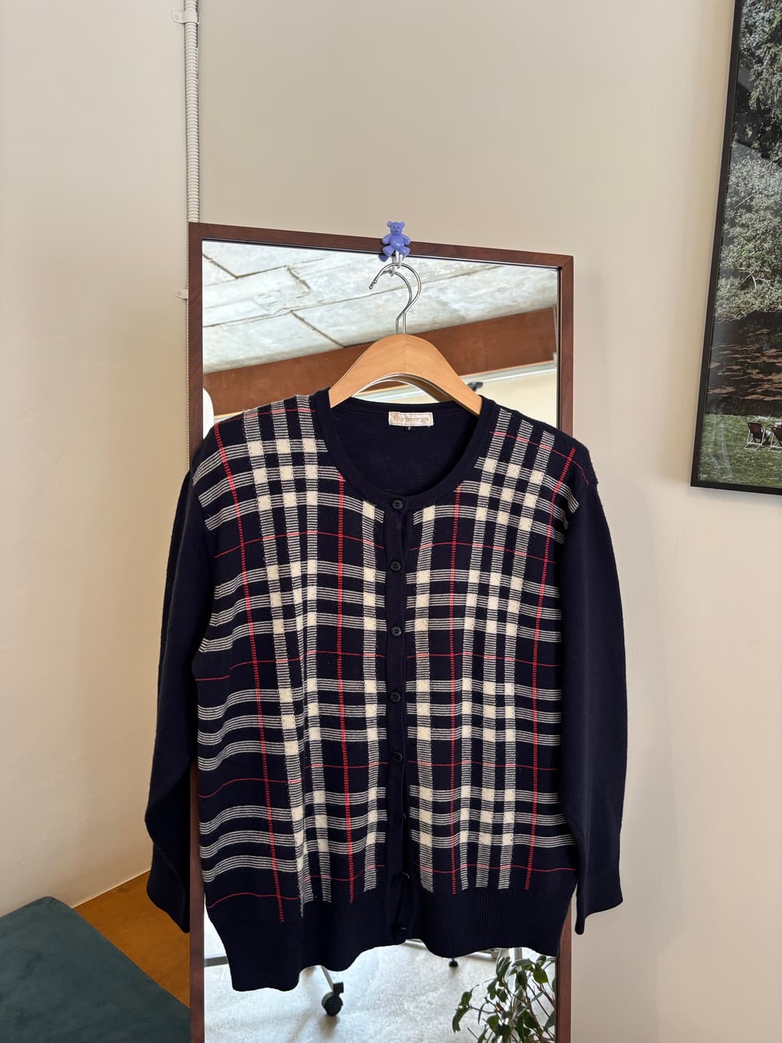 버버리 네이비 체크 가디건 상품이미지1