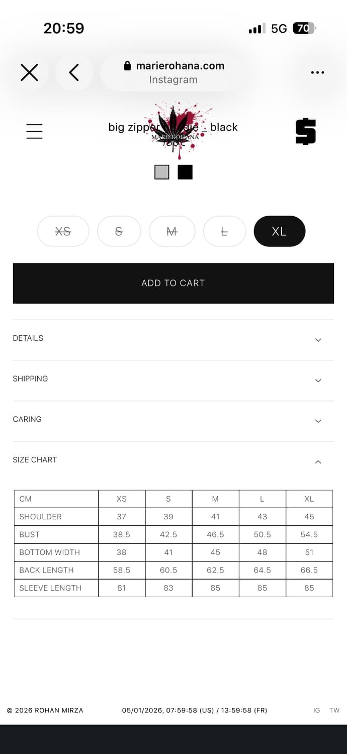 marierohanaa big zipper hoodie zip up Xl 상품이미지5