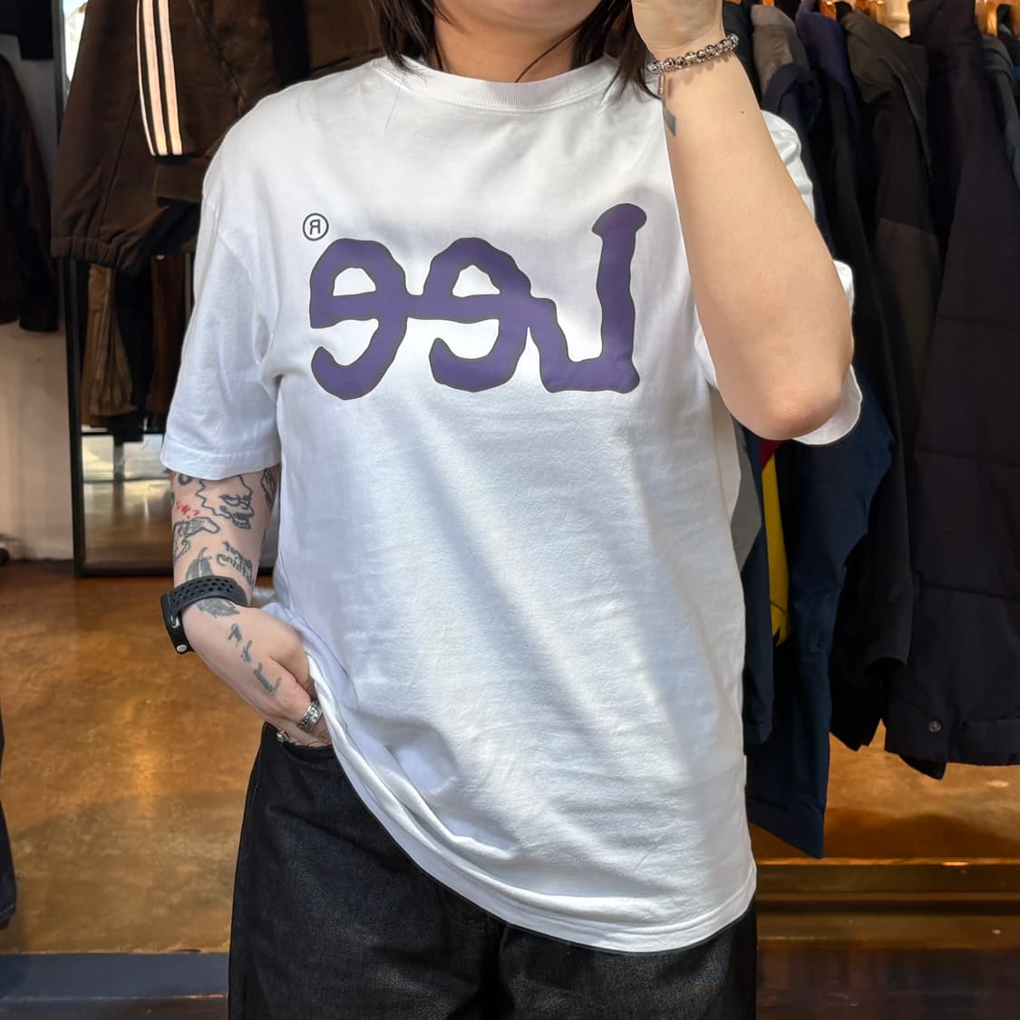 Lee 빅로고 화이트 반팔 상품이미지1