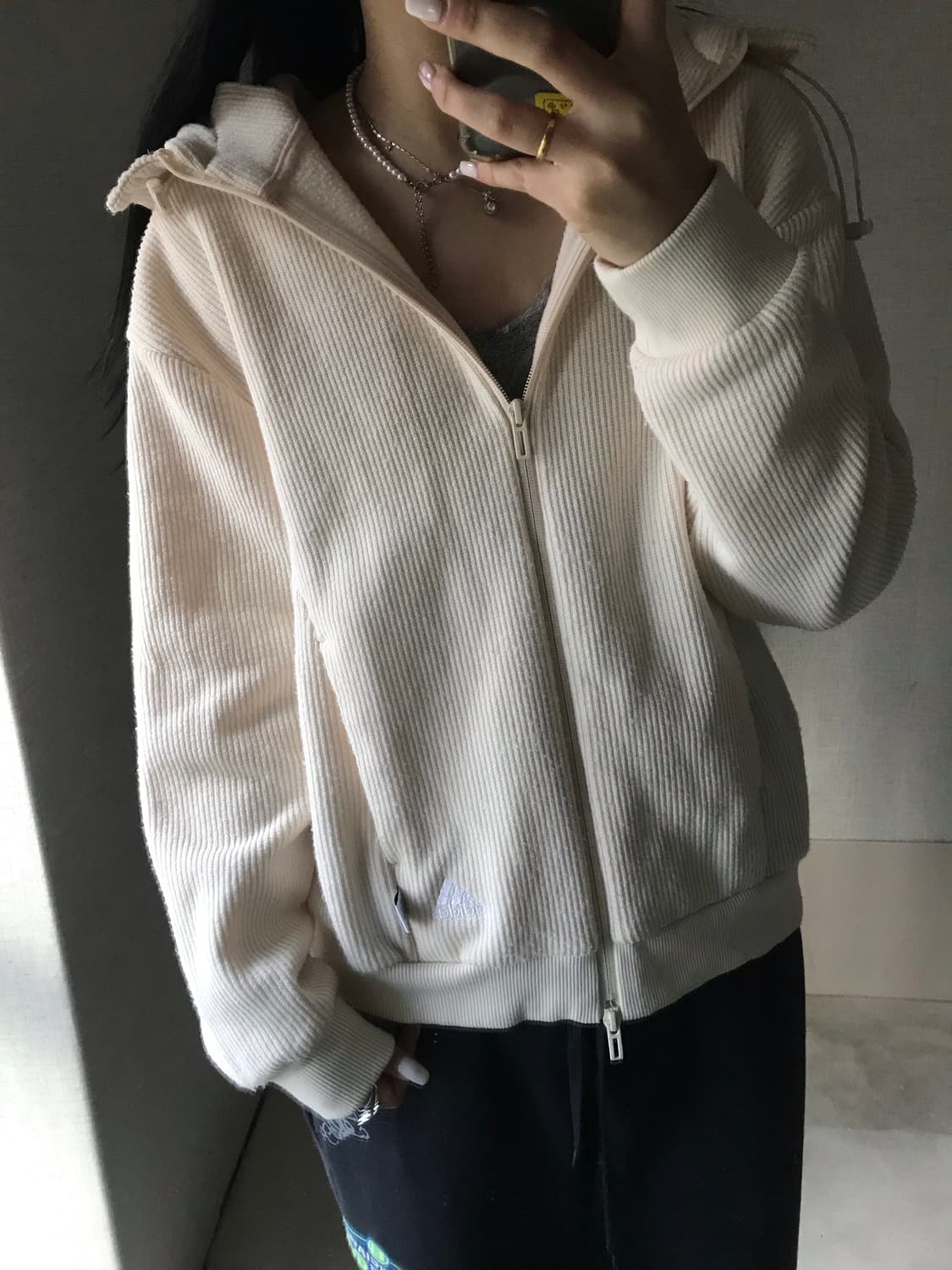 아디다스 아이보리 니트집업 상품이미지2