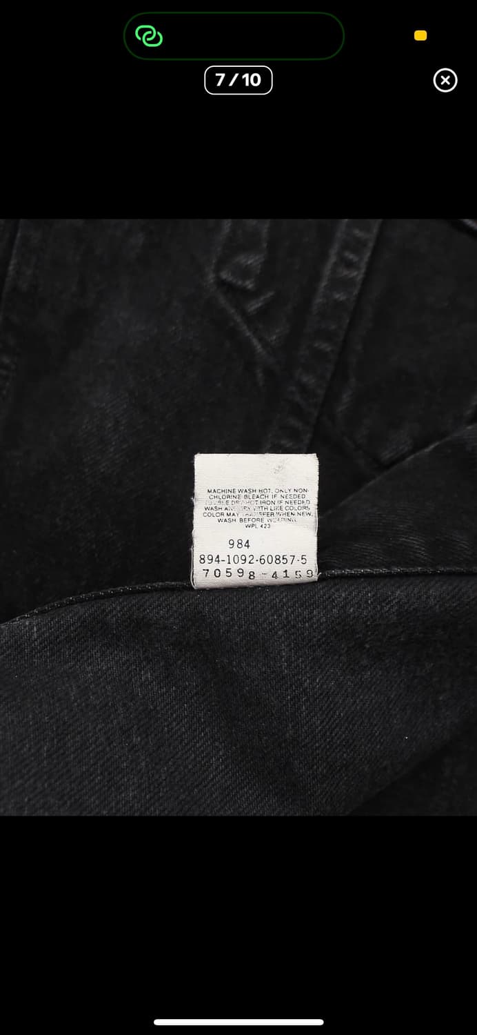 1992 USA 리바이스 70598-4159 블랙 데님 자켓 빈티지 상품이미지7