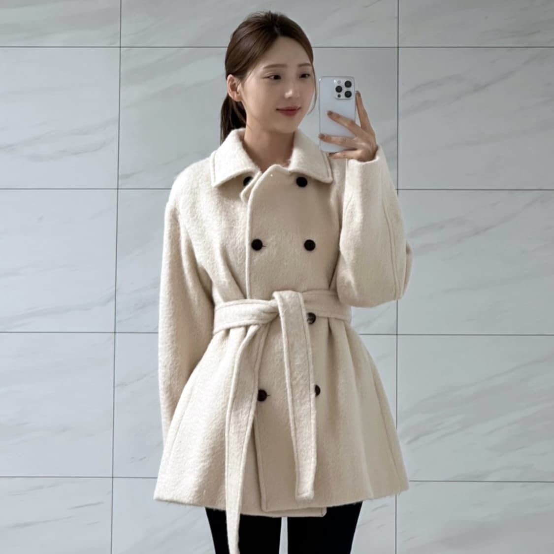 베뉴엣(BENUET) 피치크림 밀란 코트 프리사이즈 새상품 상품이미지4