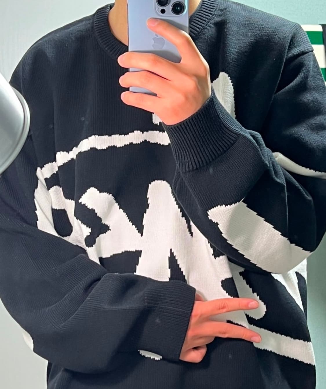 [xxl]스투시 스탁 스웨터 블랙 상품이미지2