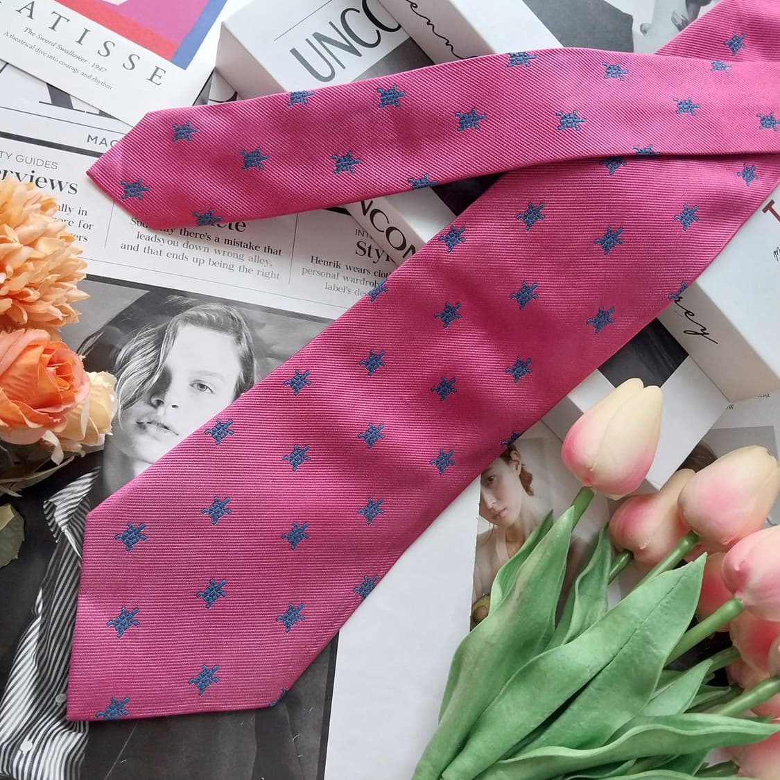 폴로 랄프로렌 핑크 거북이 자수 넥타이 9.3cm A+등급 K2513 상품이미지4