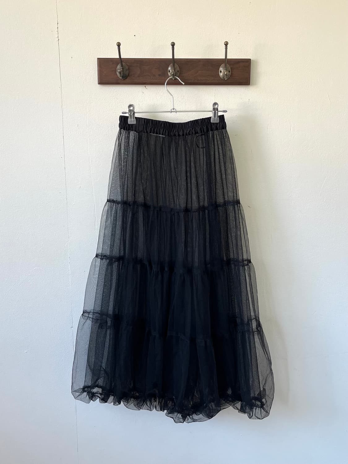 earth music 블랙 시스루 스커트 상품이미지2