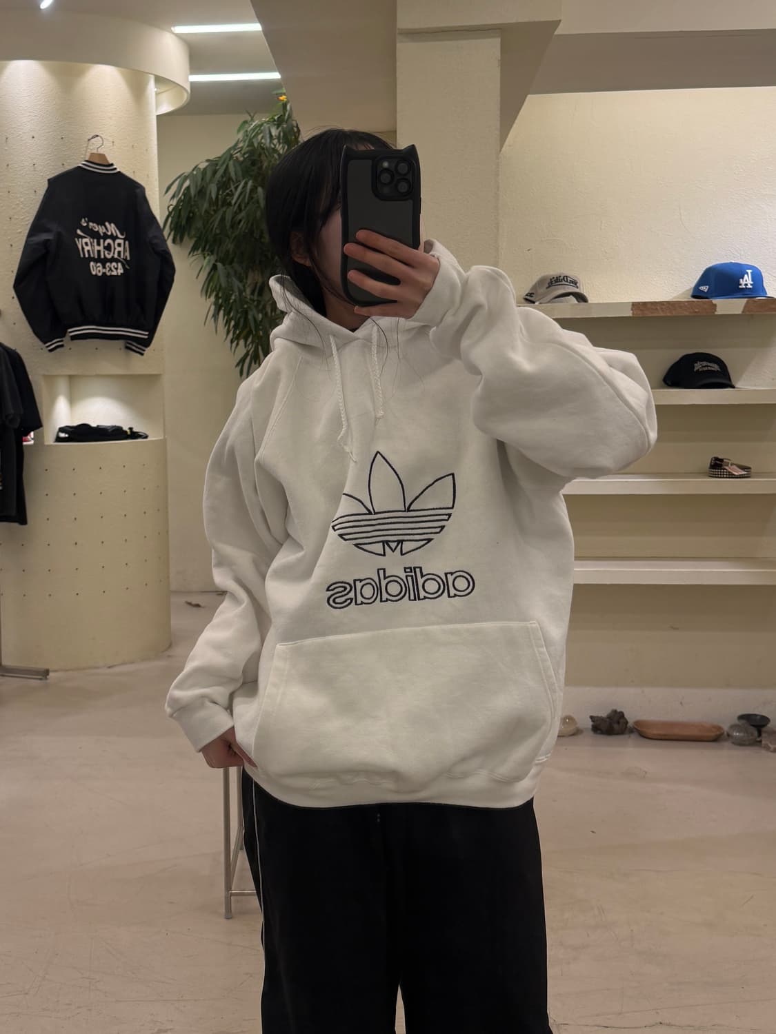 아디다스 화이트 트레포일 로고 후드티 U184 상품이미지1