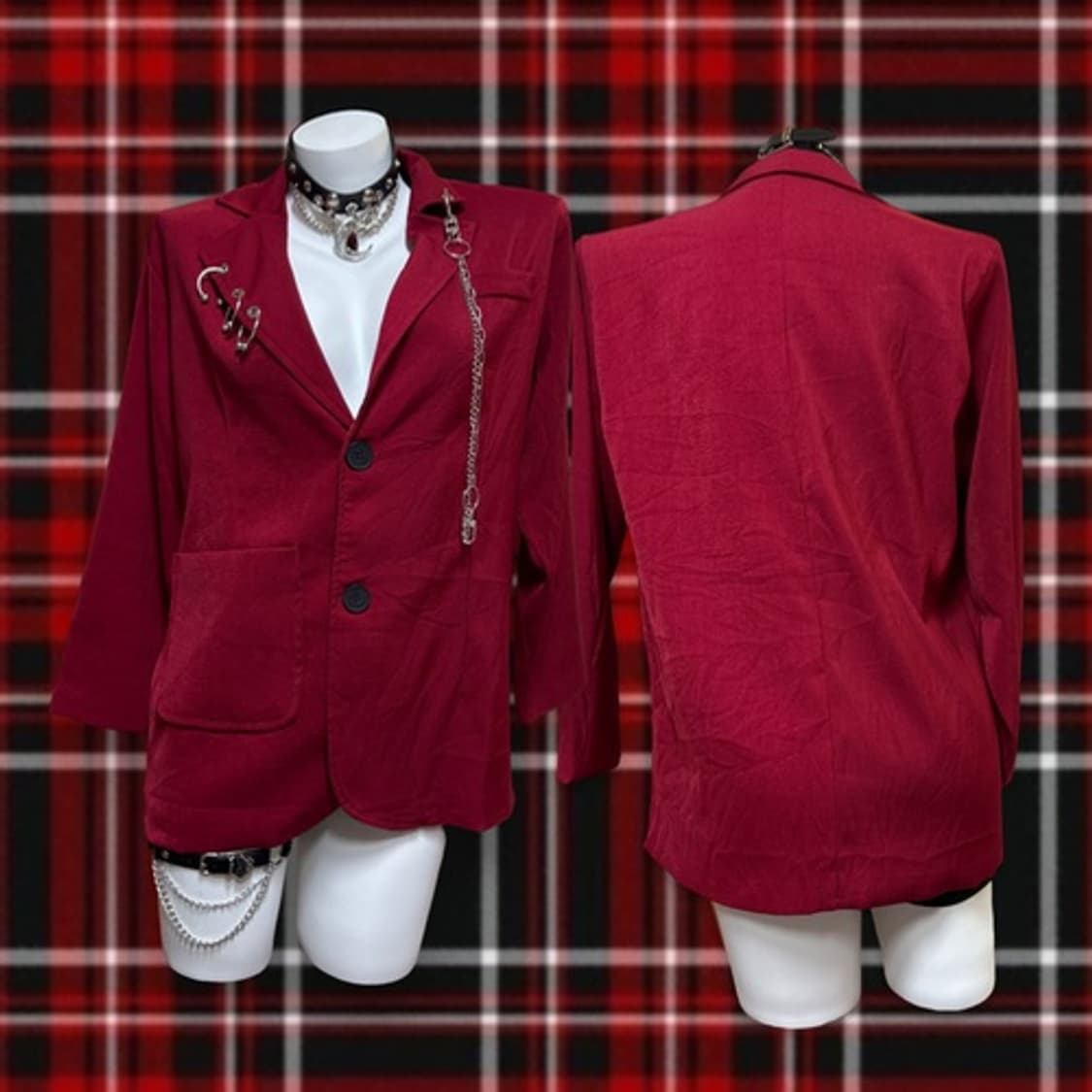 vintage pierce chain punk wine jacket 상품이미지1