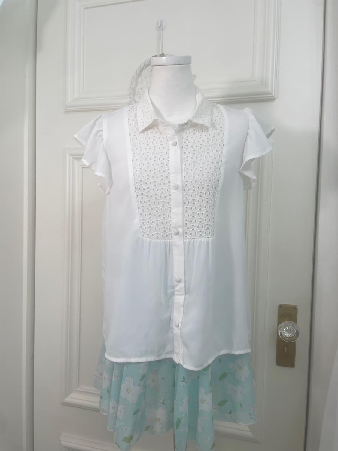 white flower crochet summer blouse(size- 상품이미지5