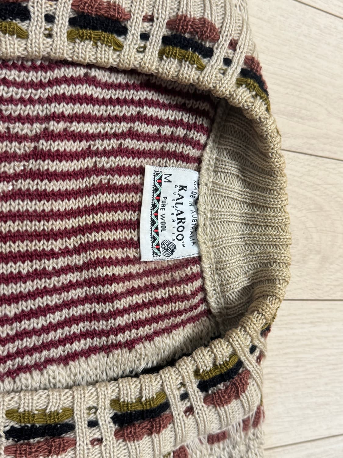 90s Klaroo 퓨어울100% 케이블니트가디건 상품이미지7