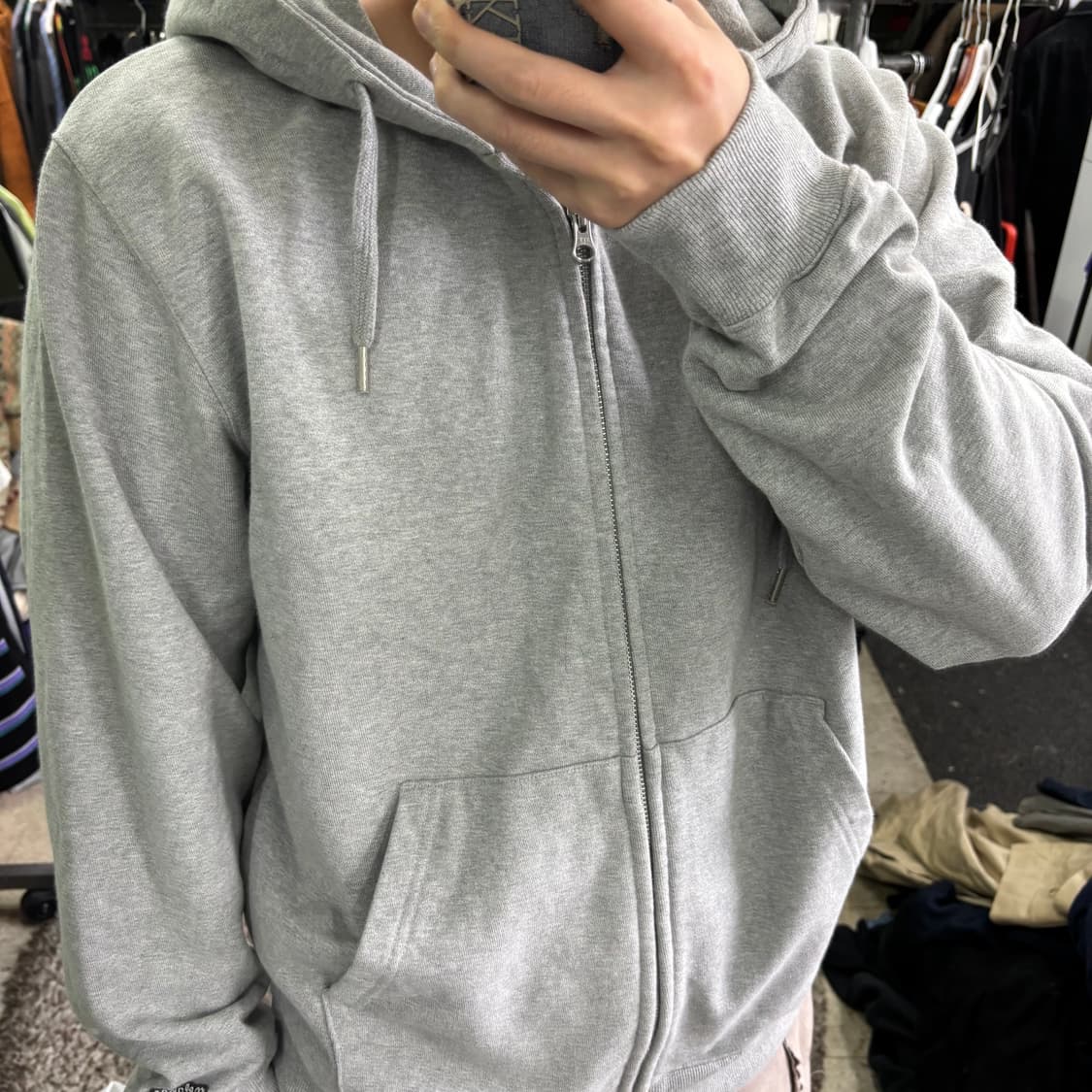 XL 무탠다드 그레이 스웻코튼 투웨이 후드집업 상품이미지1