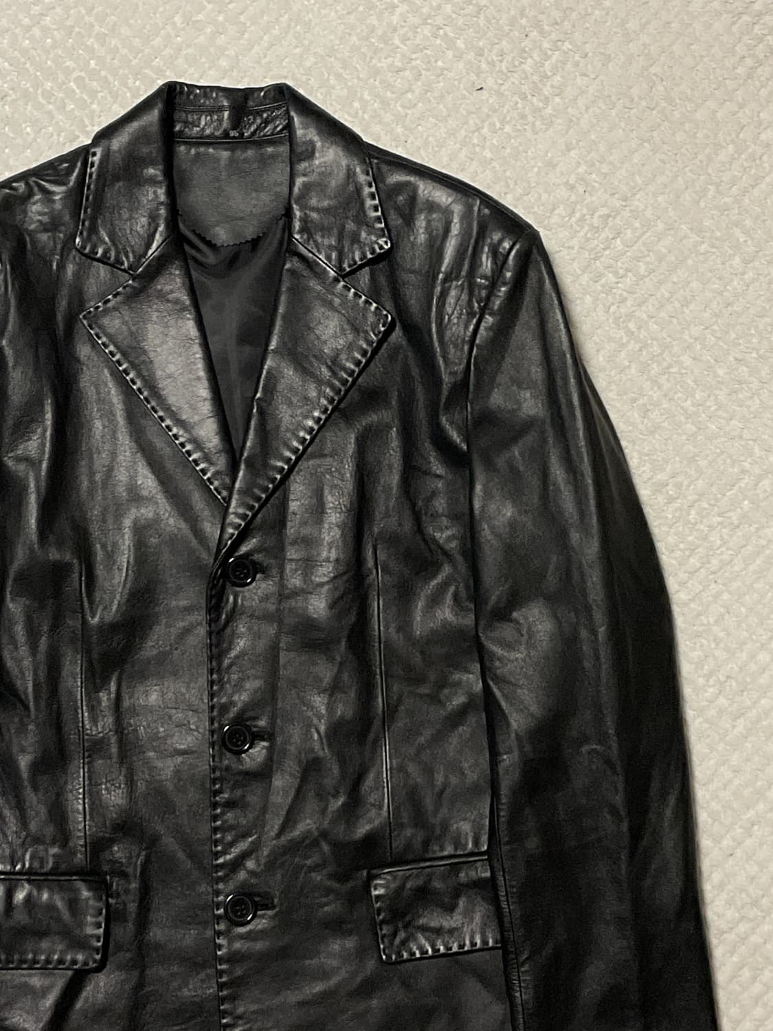 광희시장 웨스턴 무드 램스킨 양가죽 스티치 레더 자켓 상품이미지3