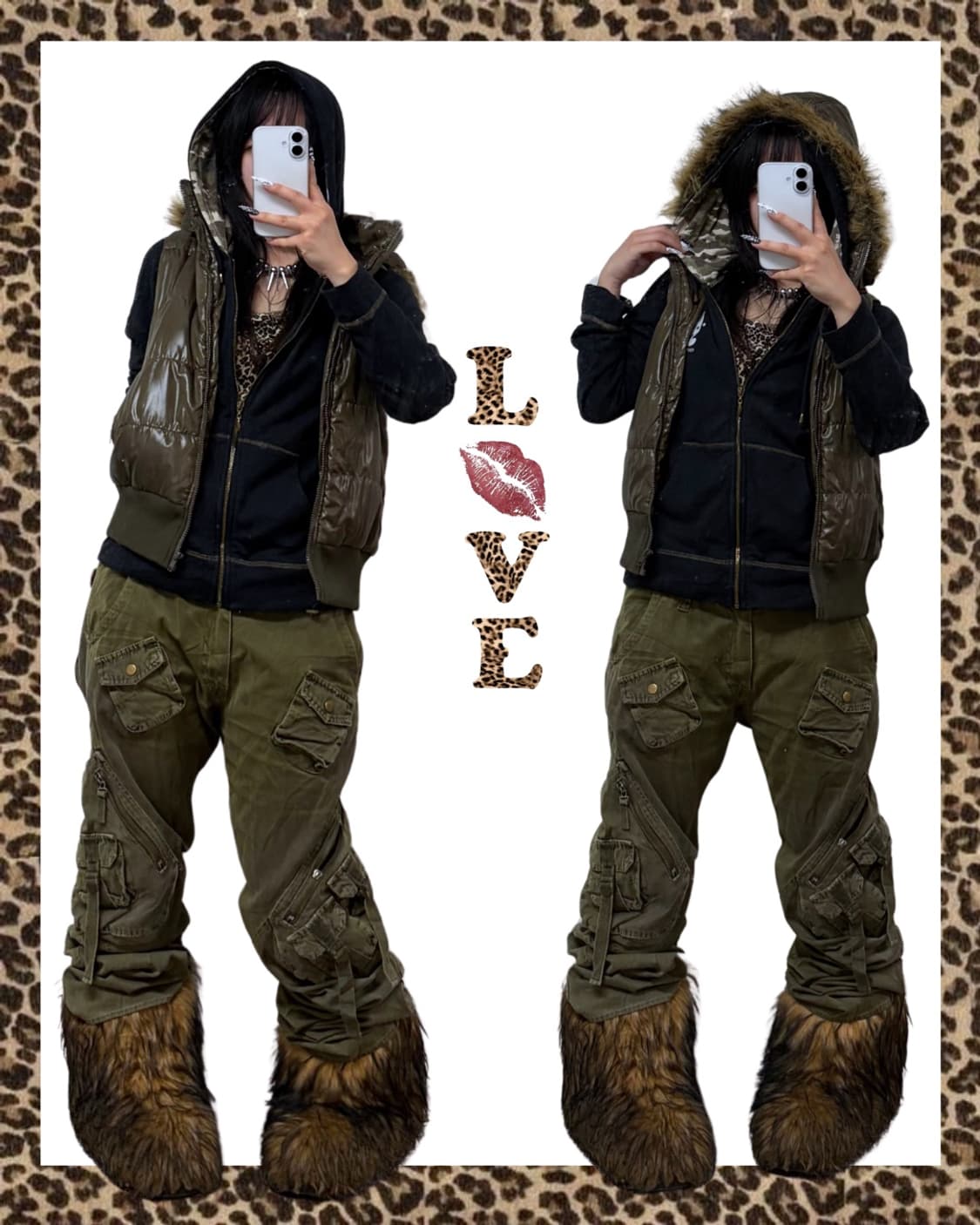 밀리터리 오네갸루 호피 카고바지 00s 코디세트 상품이미지1