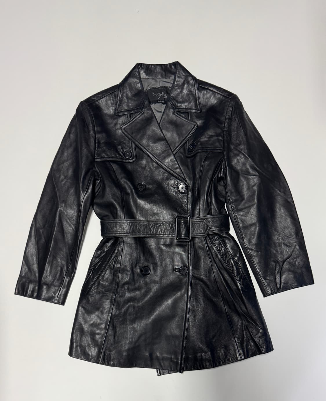 여성 리얼 양가죽 벨티드 코트 자켓 55 블랙 상품이미지1