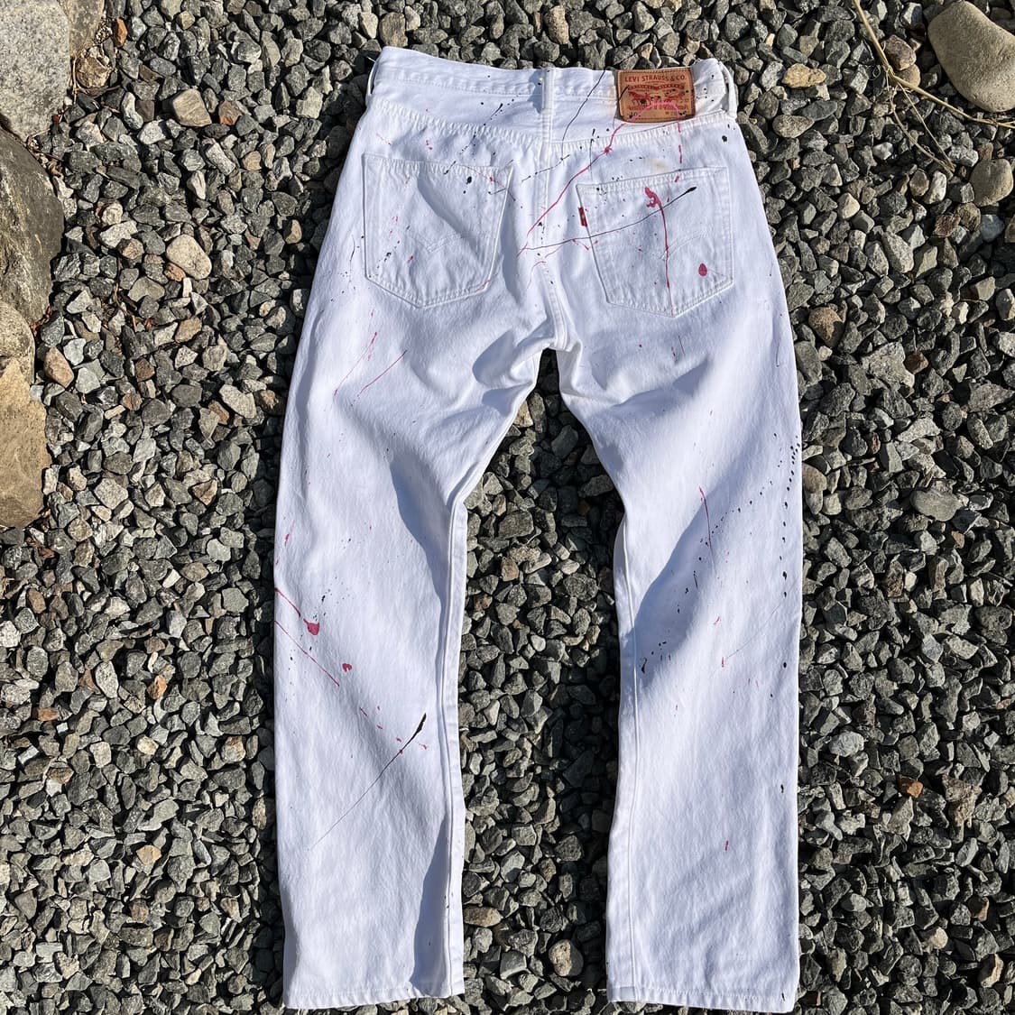리바이스 501 커스텀 페인팅 화이트 데님 (실측확인) 상품이미지8