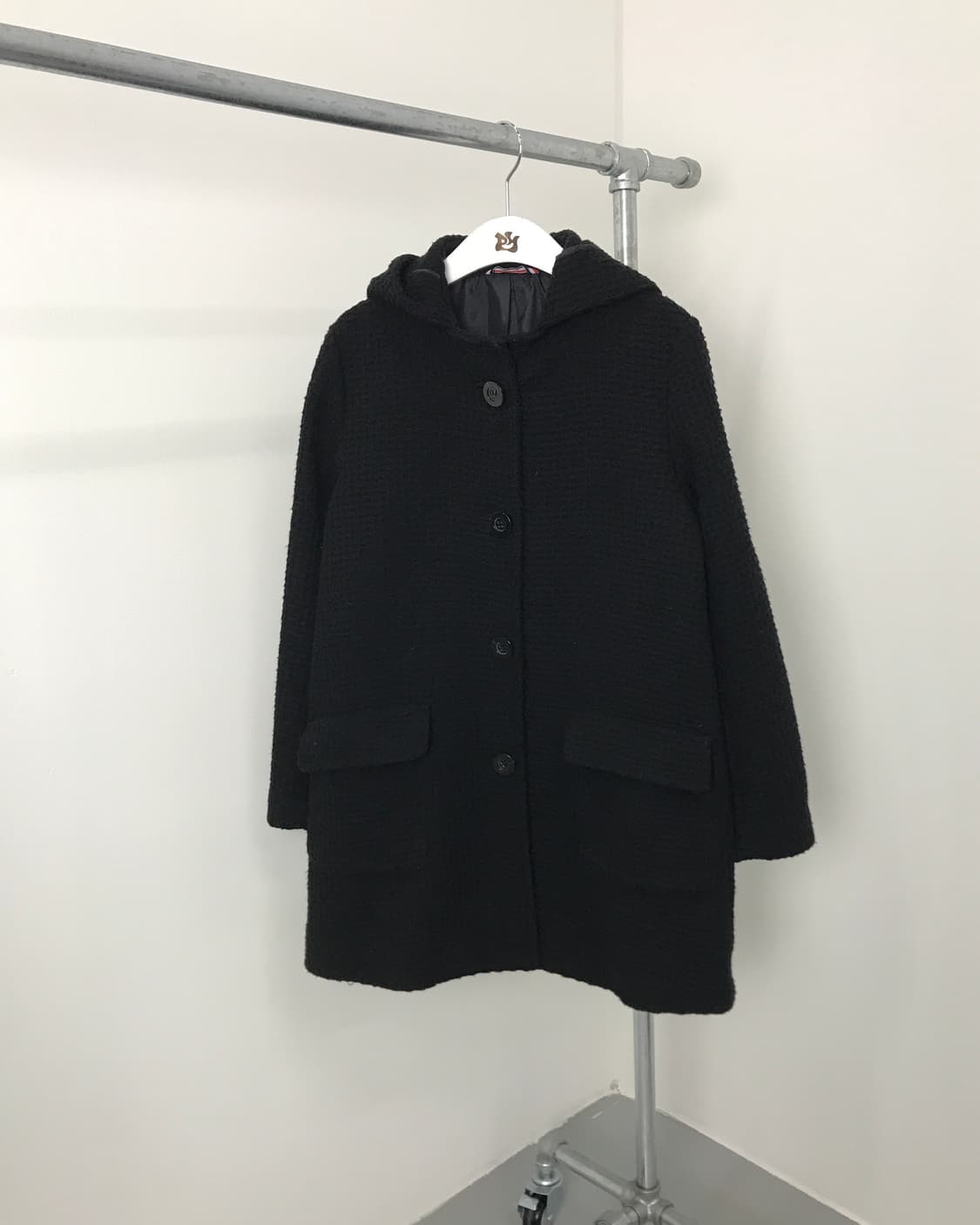 Jpn Textured Black Hooded Coat 상품이미지4