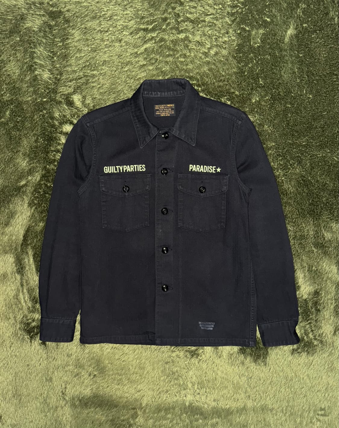 [S] WACKO MARIA 와코마리아 해링본 포켓 셔츠 블랙 상품이미지1