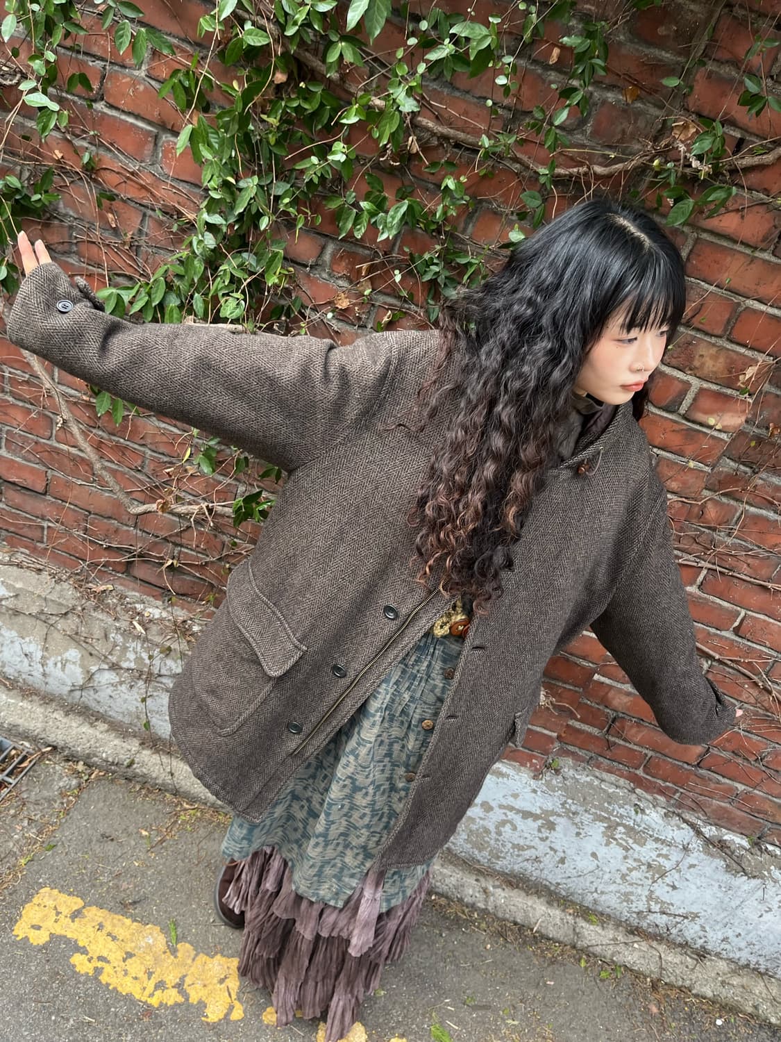 다크 브라운 오버 핏 후드 코트 상품이미지3